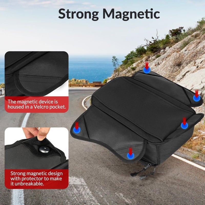 TINGPAI Motorcycle Tank Bag Universal Waterproof Oxford Fabric with Strong Magnetic，Magnetic Tank Bag, fits Harley Davidson, Indian, Honda, Yamaha, Suzuki and more - Image 3